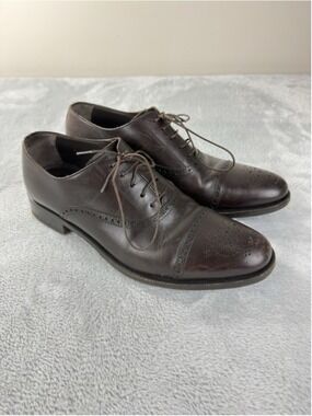 Scarosso Men's Silvio Brown Leather Oxford Shoes Size 9.5 US 8.5 UK 42.5 EU